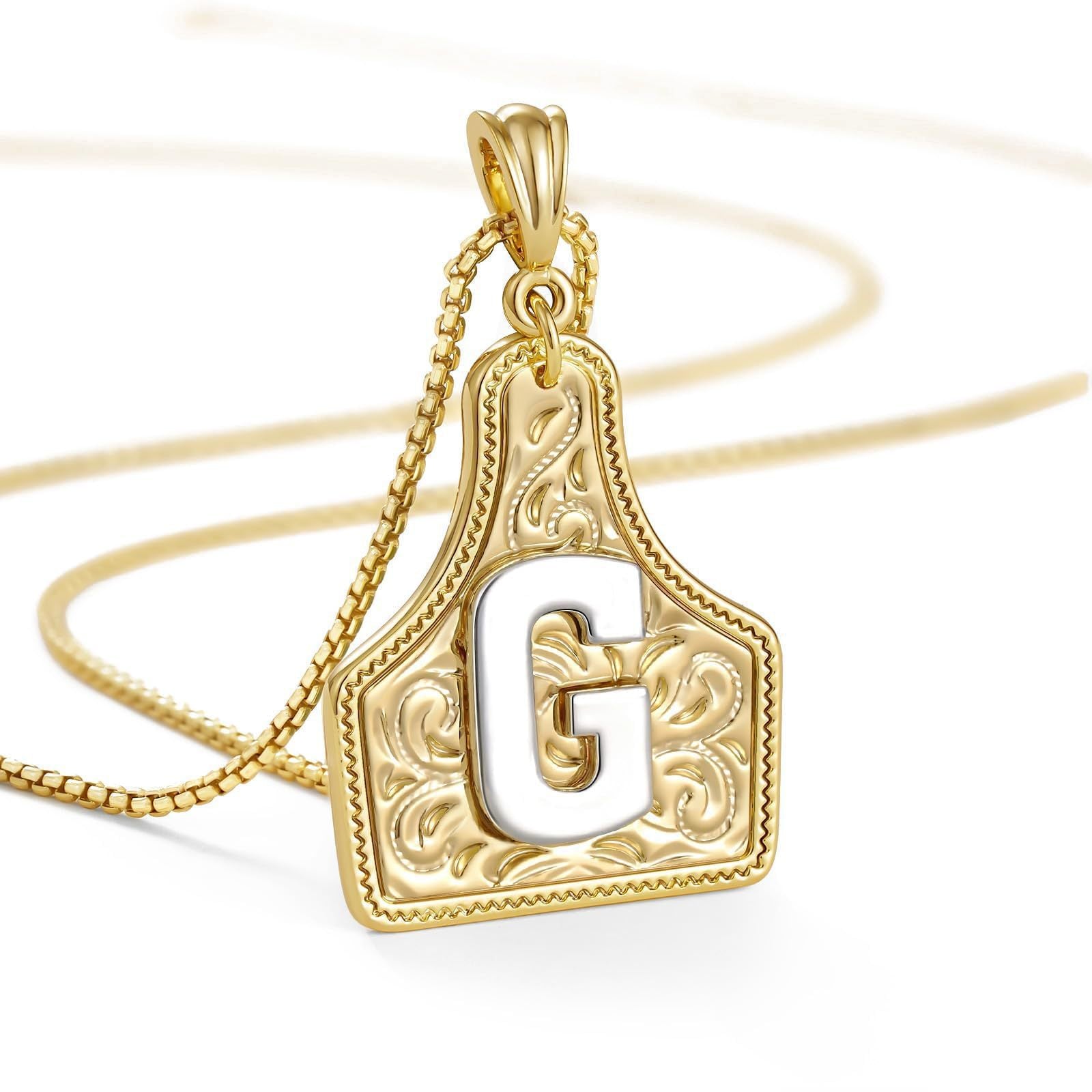 New Denim 26 Alphabet Necklace Brass with 14K Gold Plating Embossed Initial Pendant Choker Chain XL-111