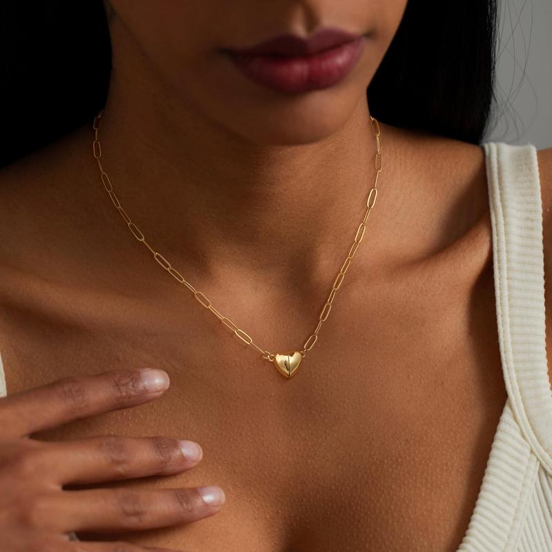 14K Gold/Silver-Plated Heart Shape Pendant Magnetic Necklace for Women Dainty Fashion Choker Necklace XL-115