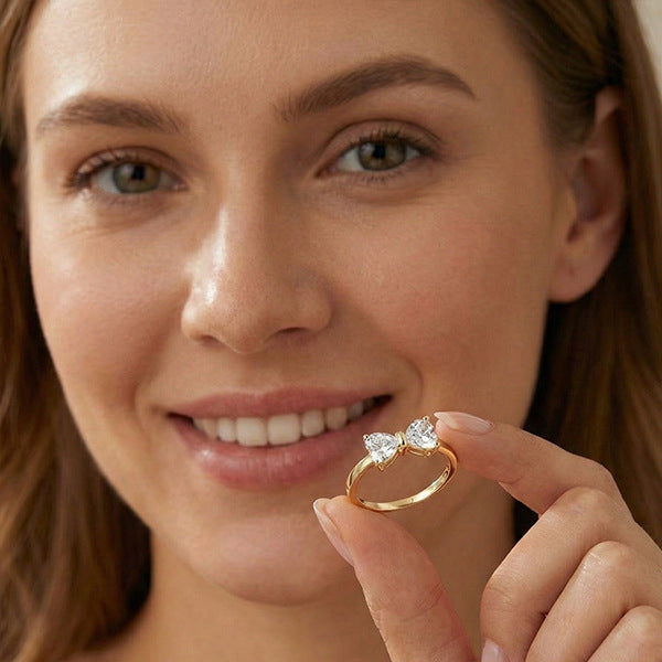 Heart-Shaped Bow Ring JZ-129