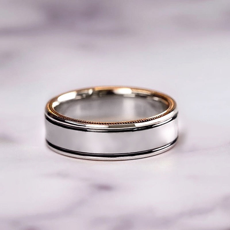 Three-Piece Set Ring Rose Gold Two-Tone Sparkling Zirconia Ring Luxury Women's Engagement Ring JZ-123