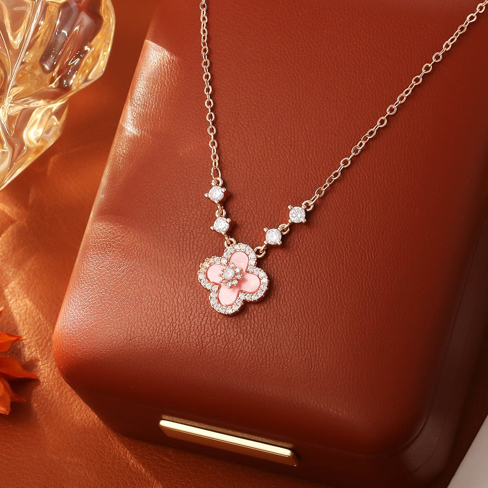 Pink Four-Leaf Clover Jewelry Set ZT-001