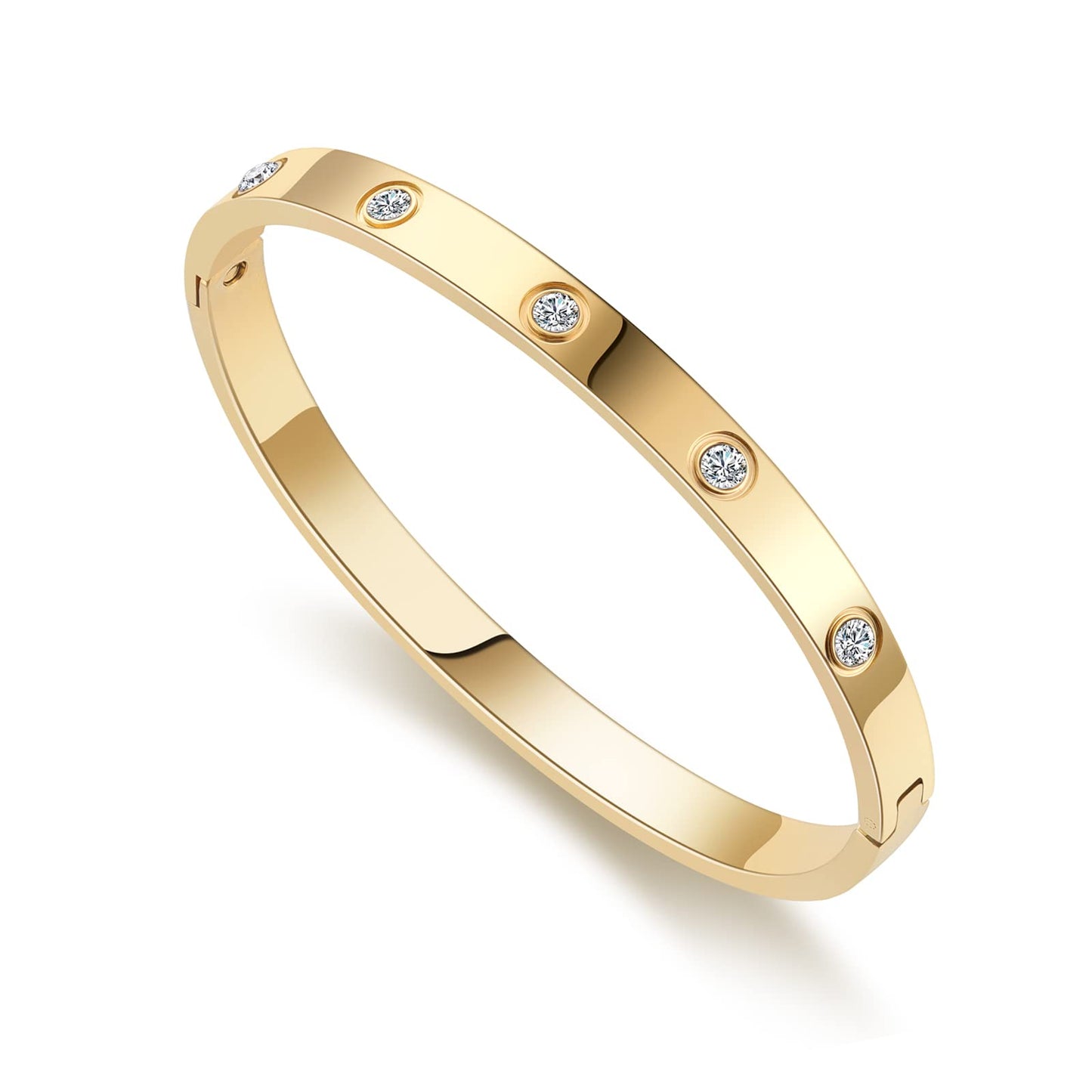 Gold Bracelets for Women Friendship Love Bangle Bracelets Cubic Zirconia Stainless Steel Bracelet Jewelry Birthday Gifts for Women Stocking Stuffers SZ-008