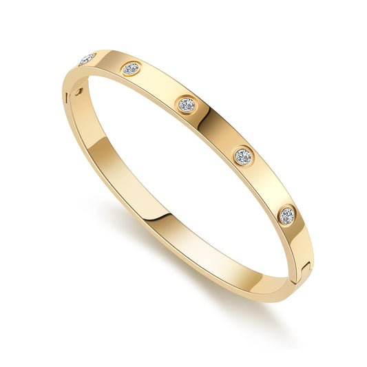 Gold Bracelets for Women Friendship Love Bangle Bracelets Cubic Zirconia Stainless Steel Bracelet Jewelry Birthday Gifts for Women Stocking Stuffers SZ-008