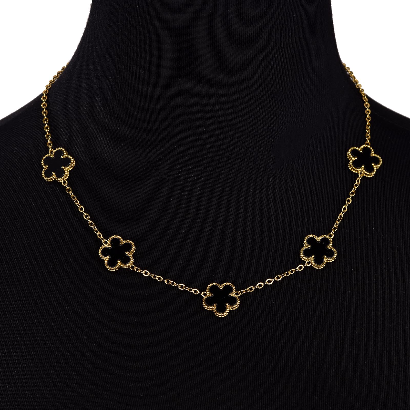 Clover Necklace for Women 18K Gold Plated Stainless Steel Four Leaf Clover Necklace Lucky Simple Dainty Jewelry XL-007