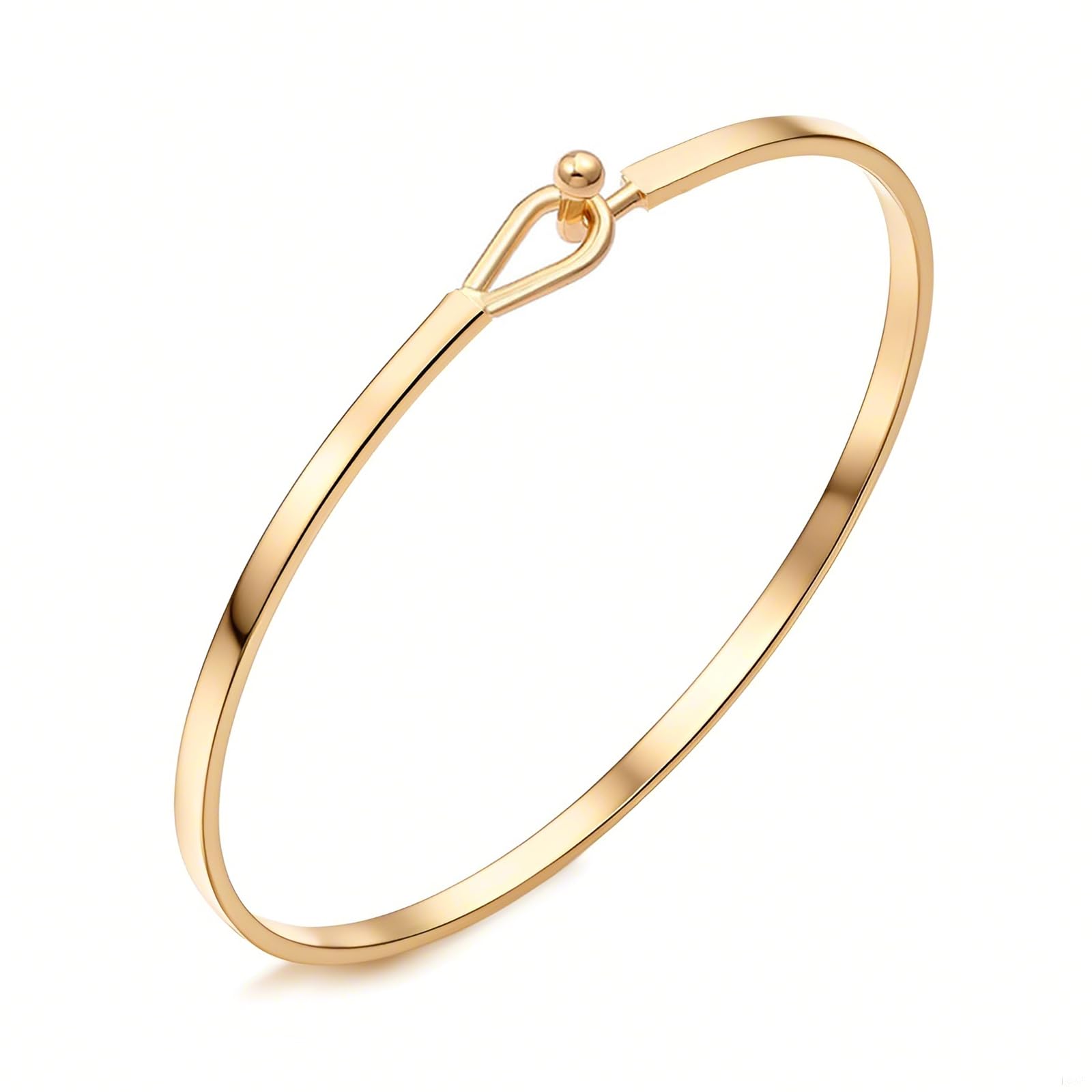 Dainty Gold Bar Bracelet for Women Simple Delicate Thin Cuff Bangle Hook Bracelet 18K Gold Plated Handmade Minimalist Jewelry SL-014