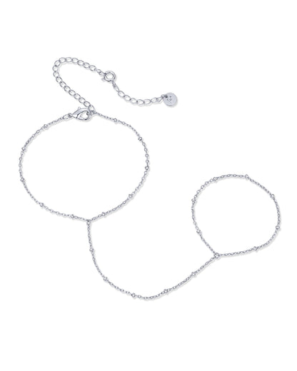 14K Gold Plated Freshwater Pearl Gold Hand Chain Bracelet for Women - Trendy Ring Bracelet Hand Chain Body Jewelry SL-038