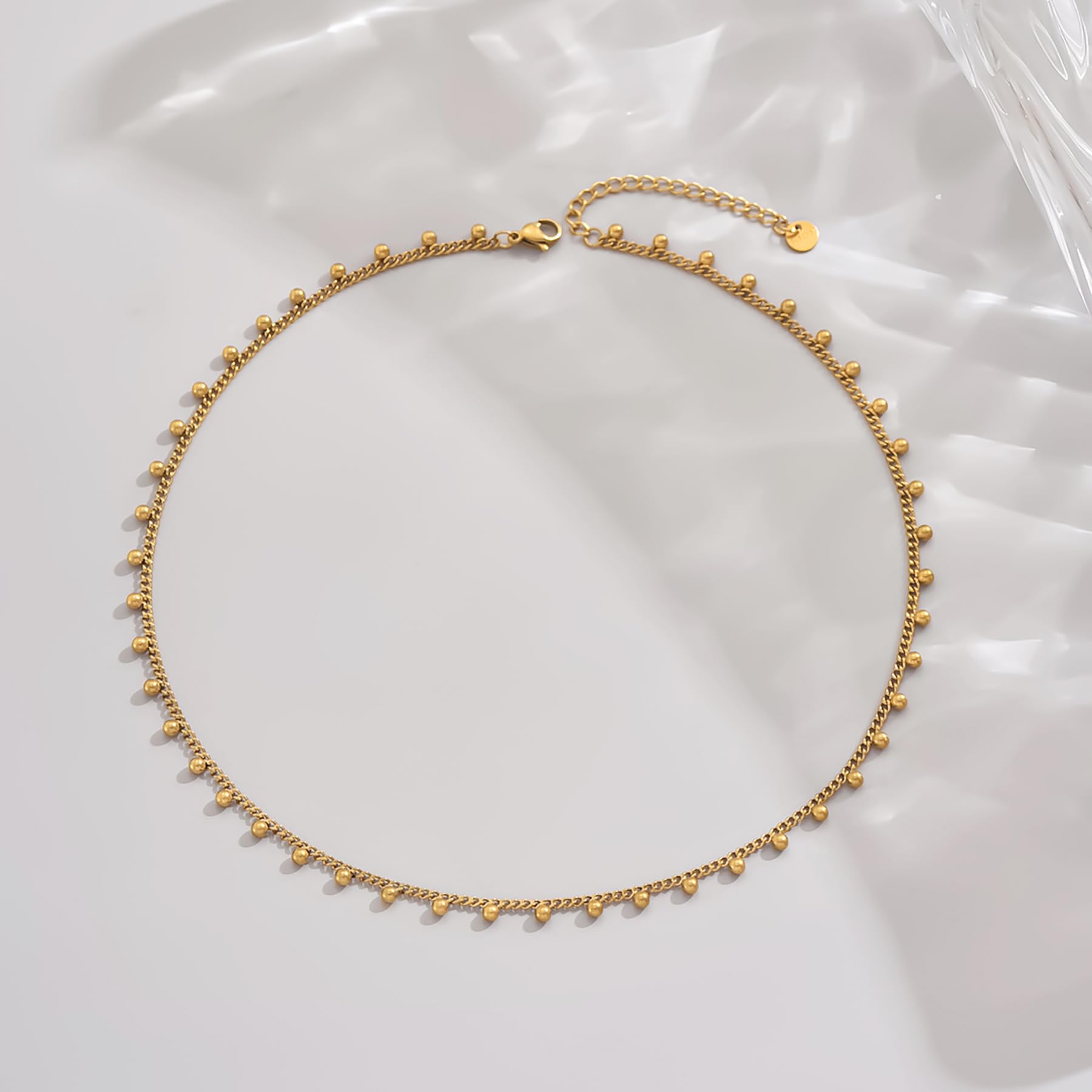 Gold Chain Necklace for Women 18K Gold Plated Stainless Steel Necklace Dainty Star Cross Heart Choker Chains Simple Delicate Minimalist Trendy Jewelry XL-013