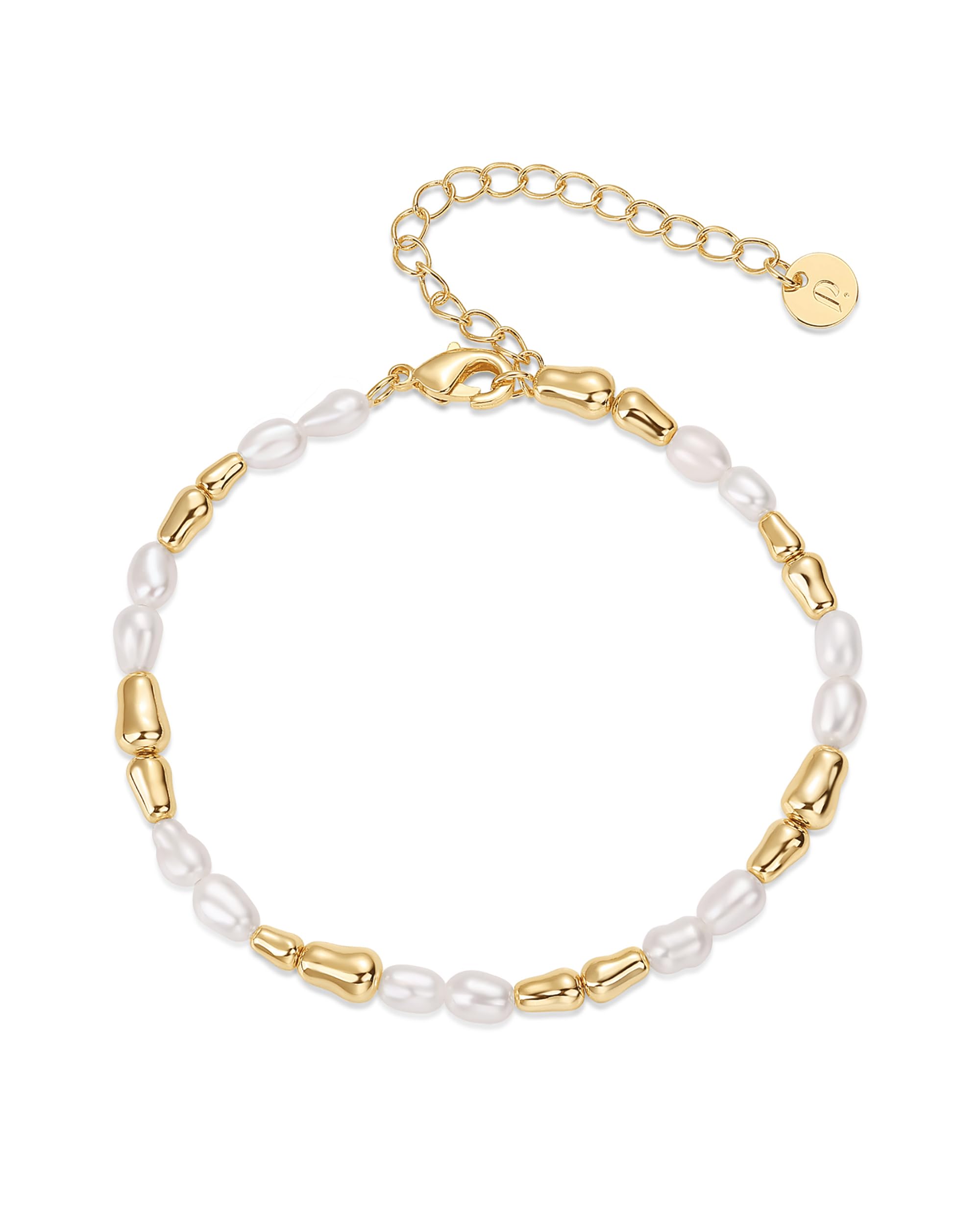 18K Gold Plated Beaded Freshwater Cultured Pearl Bracelet for Women | Dainty Bracelet with Pearl Beads SL-020