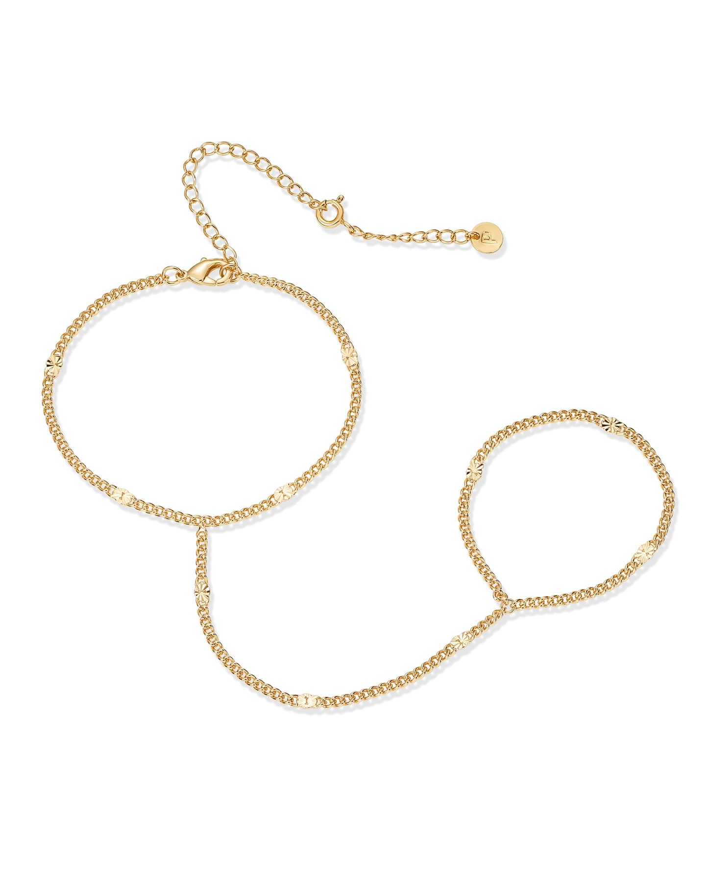 14K Gold Plated Freshwater Pearl Gold Hand Chain Bracelet for Women - Trendy Ring Bracelet Hand Chain Body Jewelry SL-038