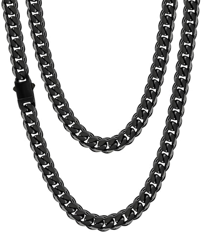 3.5mm Cuban Link Chains for Men, Silver Tone/Black/14K Gold Plated Stainless Steel Necklace Chain, Mens Necklace 16, 18, 20, 22, 24, 26, 28 Inch XL-008
