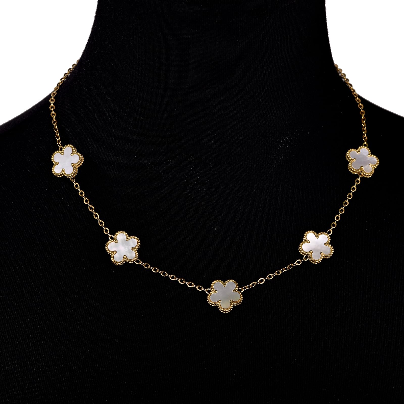 Clover Necklace for Women 18K Gold Plated Stainless Steel Four Leaf Clover Necklace Lucky Simple Dainty Jewelry XL-007