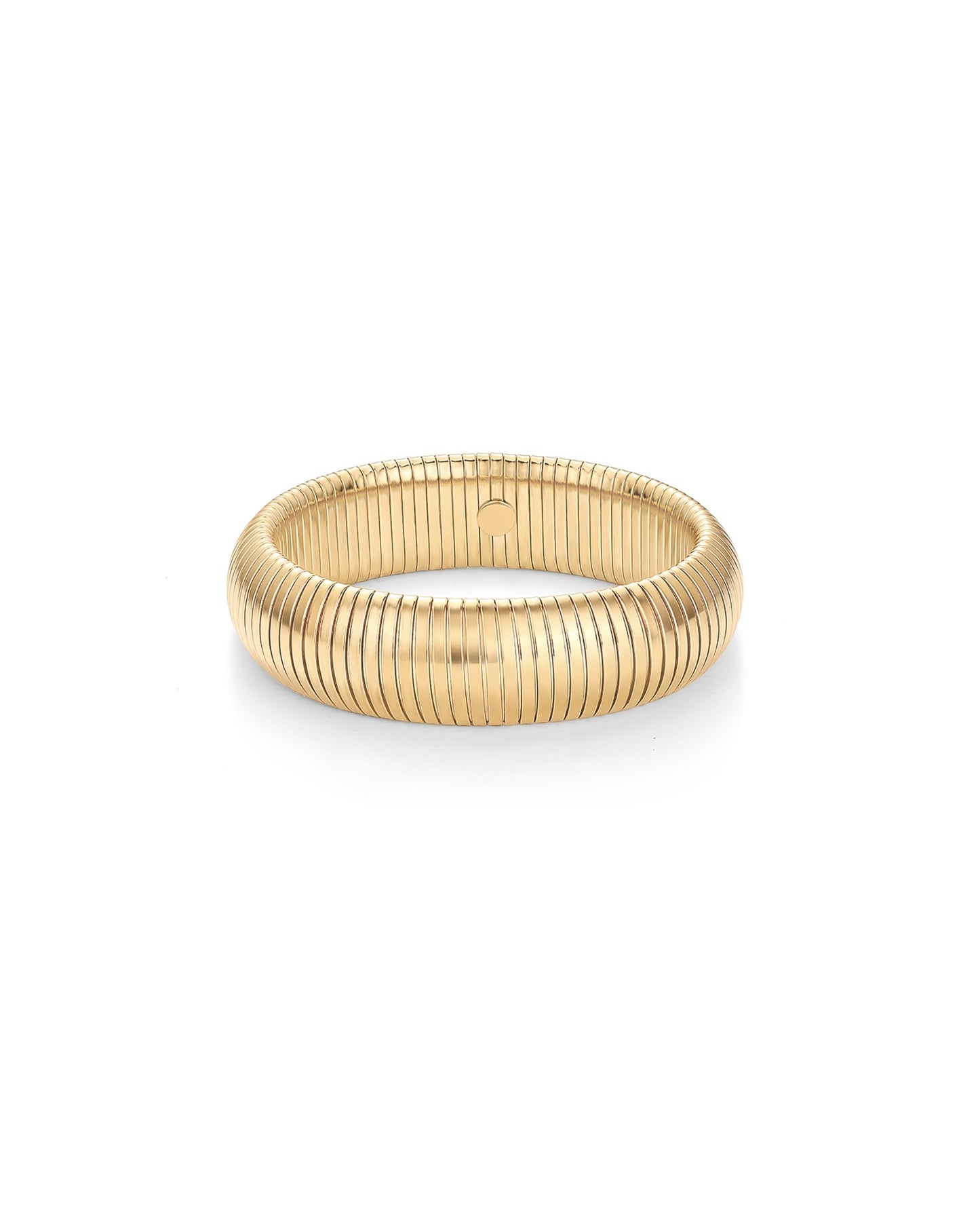Stainless Steel 14K Gold Plated Waterproof Flexible Stretch Chunky Bangle for Women | Cobra Bracelet SL-012