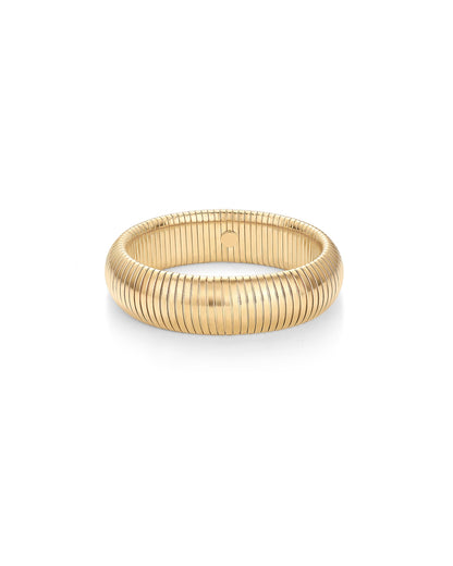 Stainless Steel 14K Gold Plated Waterproof Flexible Stretch Chunky Bangle for Women | Cobra Bracelet SL-012