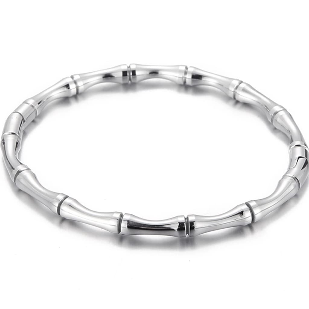 Stainless Steel Bamboo Style Classic Plain Open Clasp Bangle Bracelet SL-011