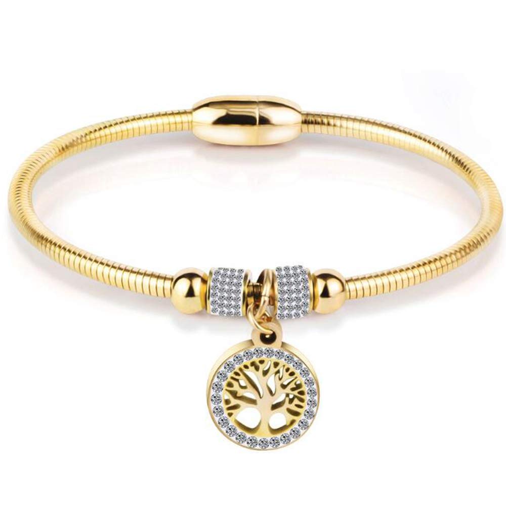 Stainless Steel Tree of Life Charm Bangle Bracelet Cocktail Party Anniversary SL-027