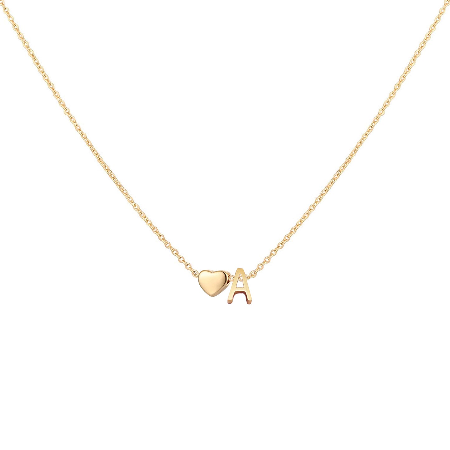 Initial Heart Necklace 18K Gold Plated Stainless Steel Tiny Heart Letter Necklace Personalized Monogram Name Necklace for Women XL-009
