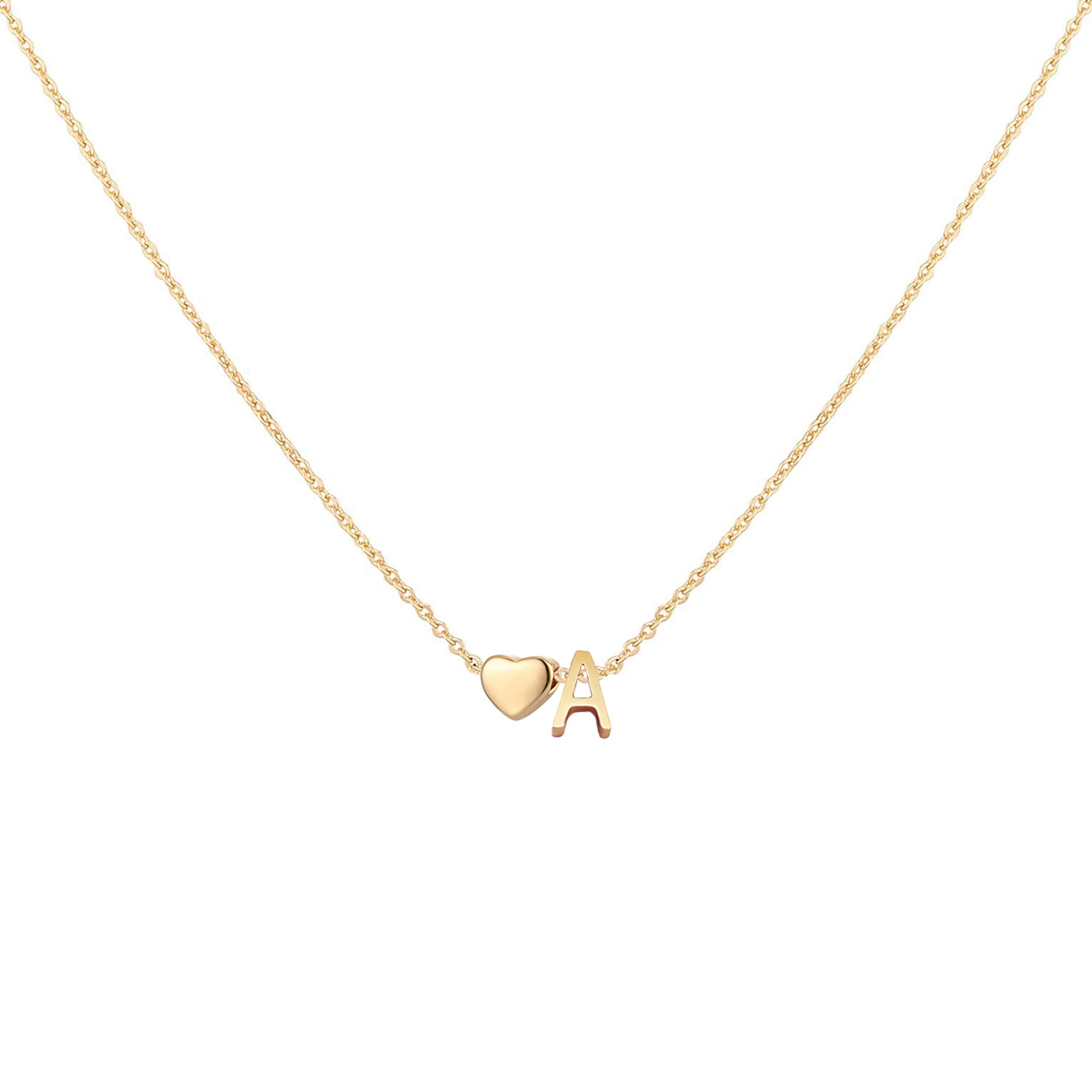 Initial Heart Necklace 18K Gold Plated Stainless Steel Tiny Heart Letter Necklace Personalized Monogram Name Necklace for Women XL-009