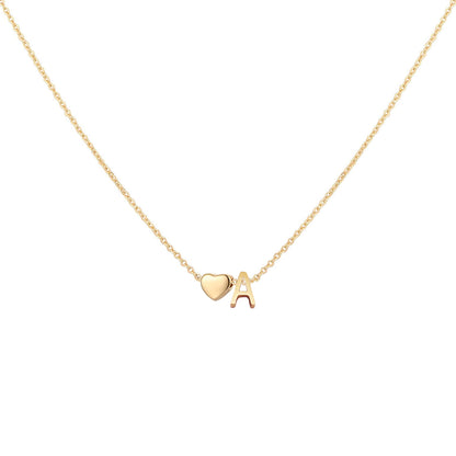 Initial Heart Necklace 18K Gold Plated Stainless Steel Tiny Heart Letter Necklace Personalized Monogram Name Necklace for Women XL-009