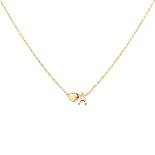 Initial Heart Necklace 18K Gold Plated Stainless Steel Tiny Heart Letter Necklace Personalized Monogram Name Necklace for Women XL-009