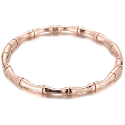 Stainless Steel Bamboo Style Classic Plain Open Clasp Bangle Bracelet SL-011