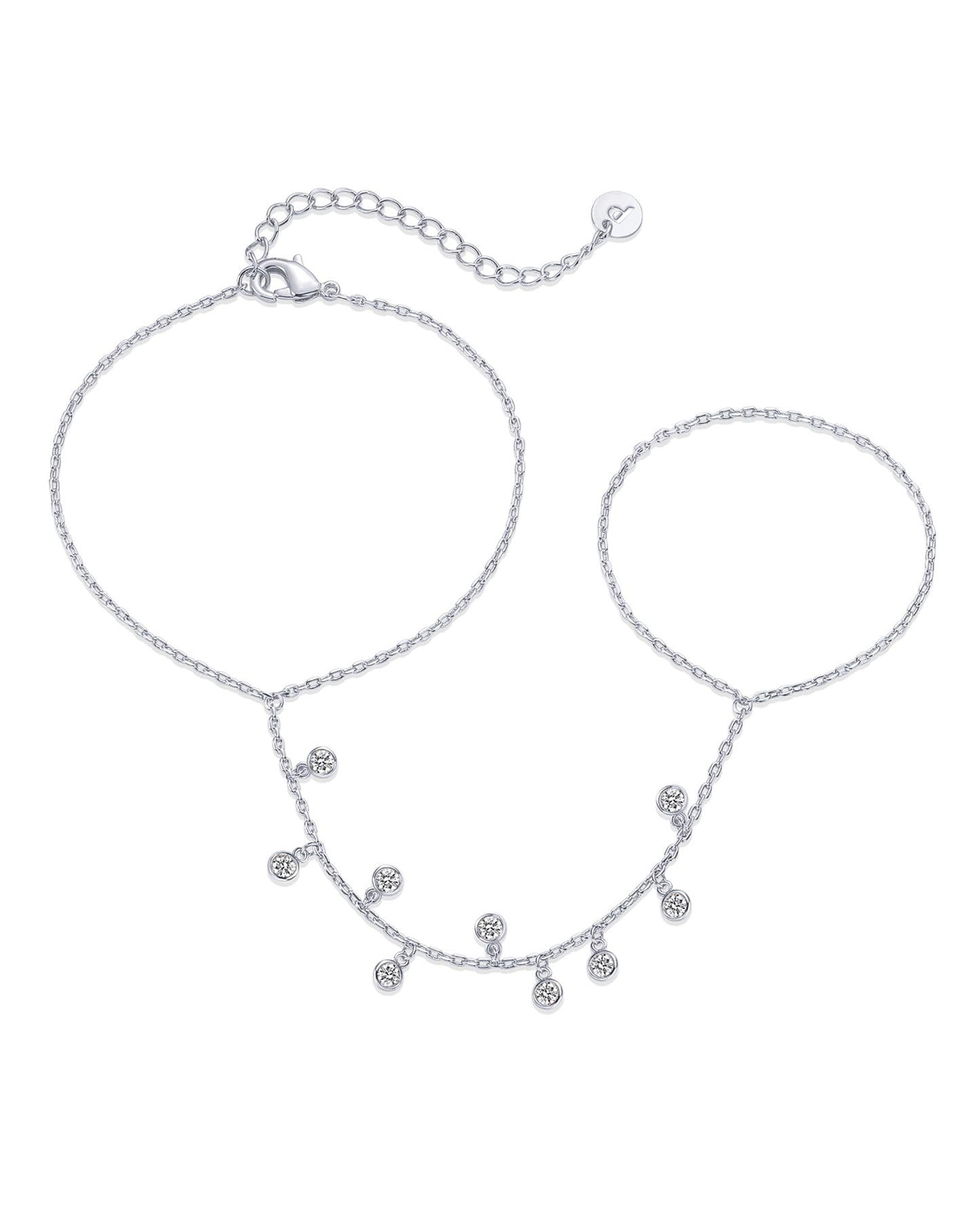 14K Gold Plated Freshwater Pearl Gold Hand Chain Bracelet for Women - Trendy Ring Bracelet Hand Chain Body Jewelry SL-038