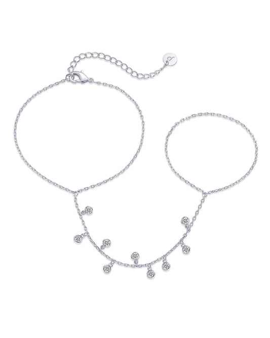 14K Gold Plated Freshwater Pearl Gold Hand Chain Bracelet for Women - Trendy Ring Bracelet Hand Chain Body Jewelry SL-038