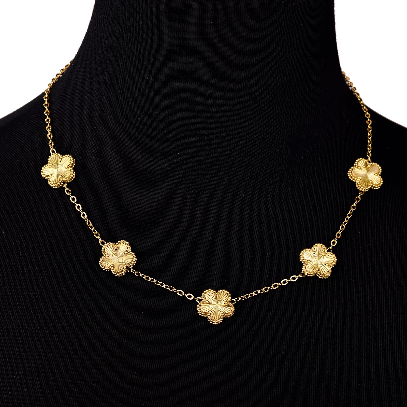 Clover Necklace for Women 18K Gold Plated Stainless Steel Four Leaf Clover Necklace Lucky Simple Dainty Jewelry XL-007