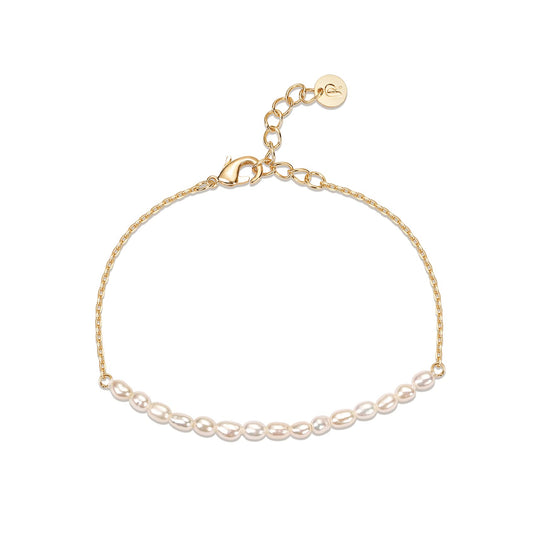 18K Gold Plated Beaded Freshwater Cultured Pearl Bracelet for Women | Dainty Bracelet with Pearl Beads SL-020
