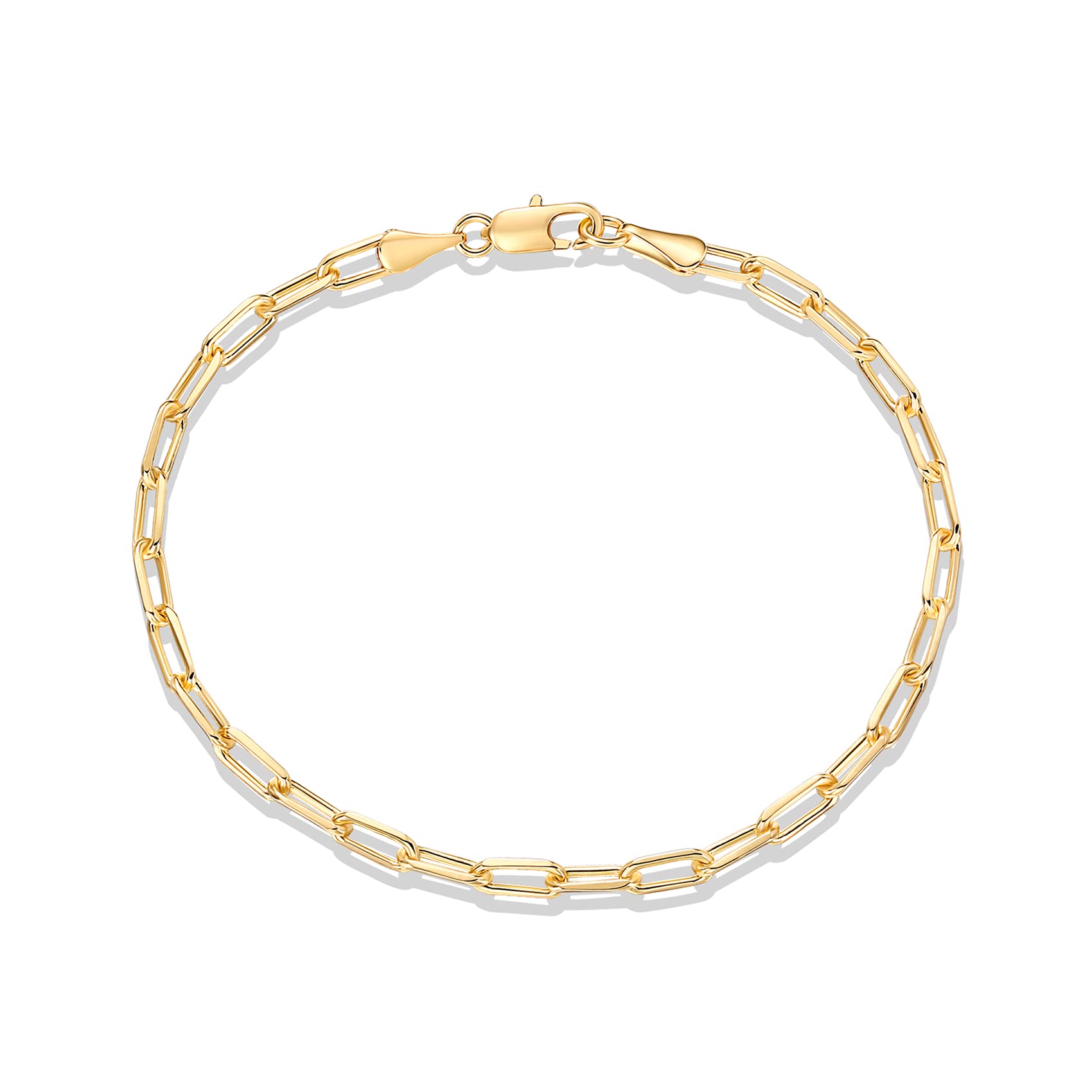 14K Gold Plated Paperclip/Curb/Figaro Chain Adjustable Bracelet for Women SL-026