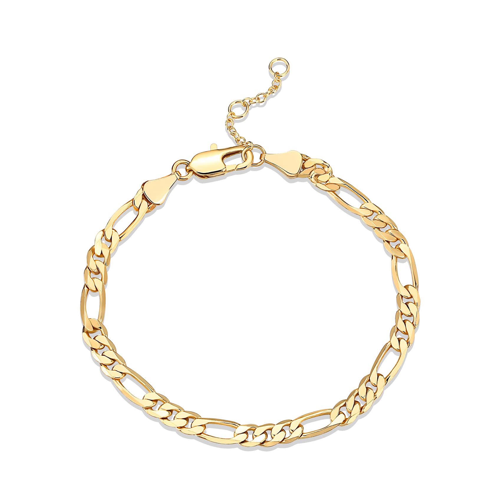 14K Gold Plated Paperclip/Curb/Figaro Chain Adjustable Bracelet for Women SL-026