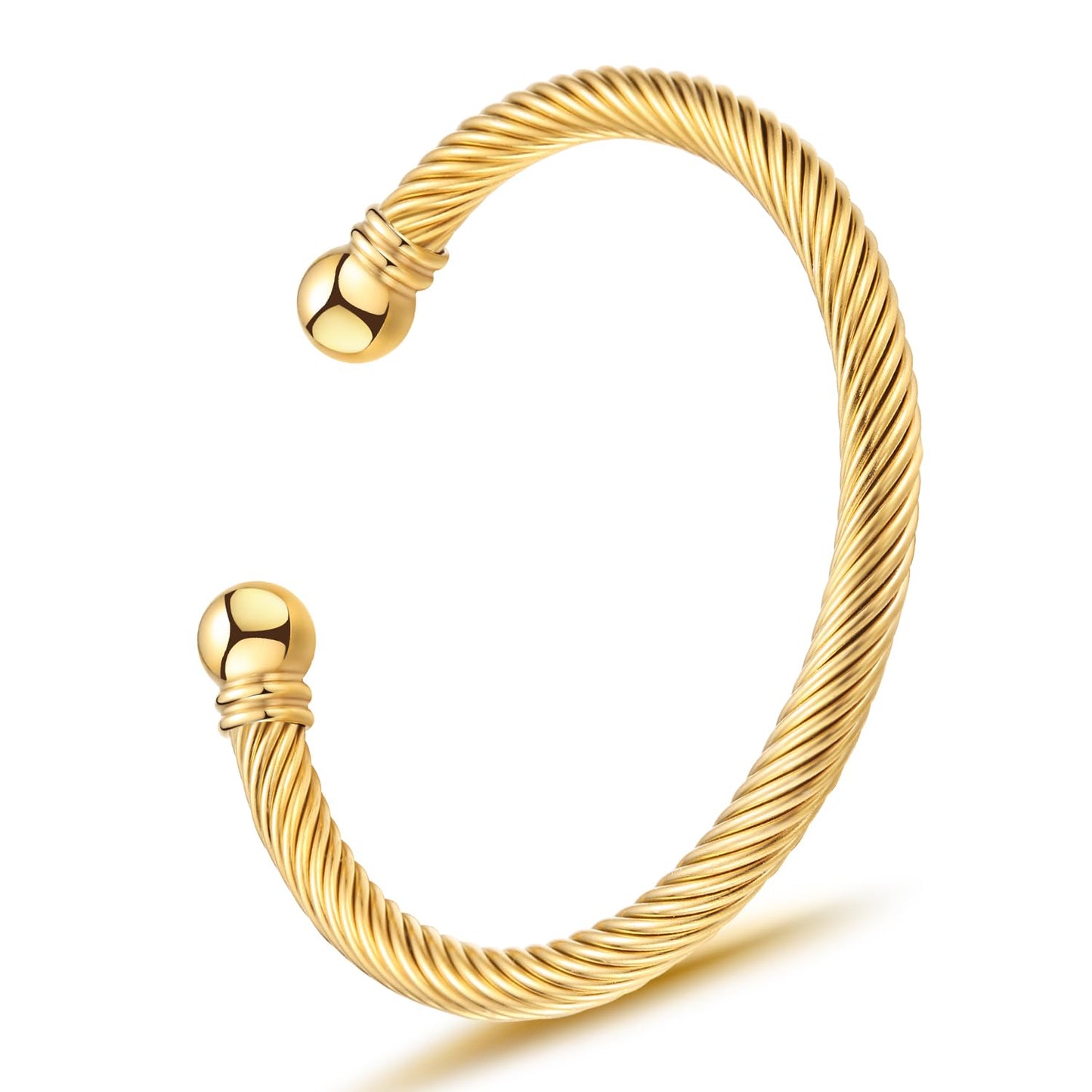 Stainless Steel Twisted Cable Wire Bracelets with Hook Clasp Stylish Roman Digital Bangle Bracelet for Women SL-010