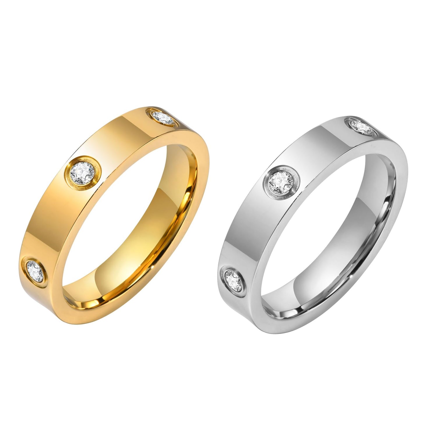Women, 18K Gold Plated Stainless Steel Cubic Zirconia Friendship Band Wedding Party Trendy Jewelry Gift Non-Tarnish,Christmas Birthday Gifts for Her Girlfriend JZ-009