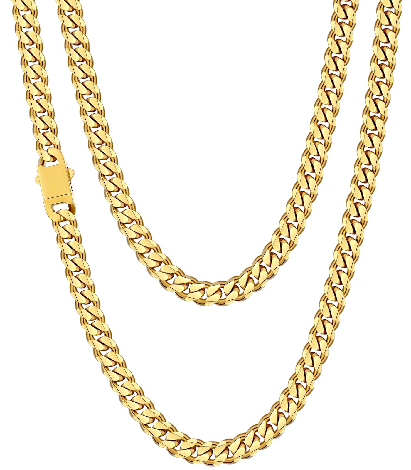 3.5mm Cuban Link Chains for Men, Silver Tone/Black/14K Gold Plated Stainless Steel Necklace Chain, Mens Necklace 16, 18, 20, 22, 24, 26, 28 Inch XL-008