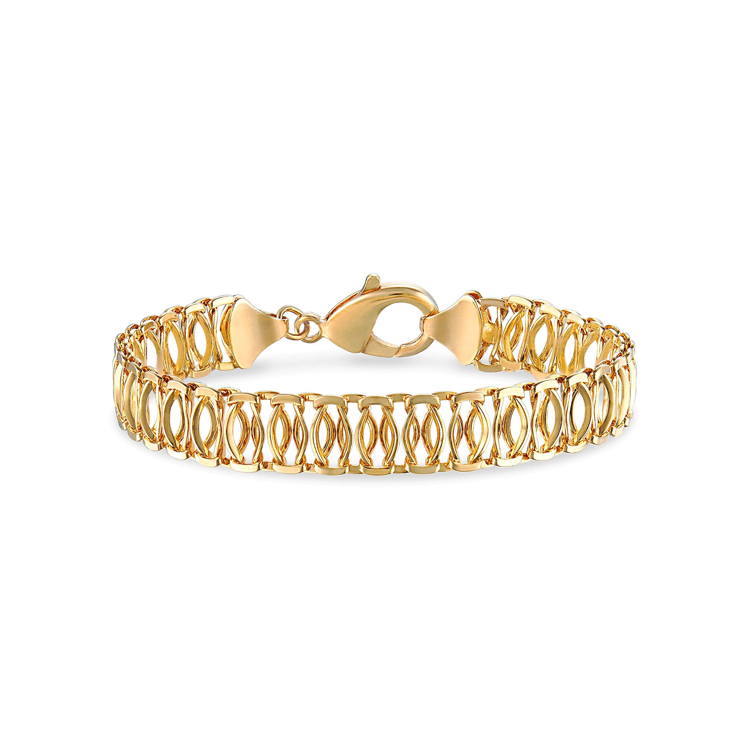 18K Gold Plated Mesh Bracelet for Women, 7.5 Inches 9mm wide SL-033