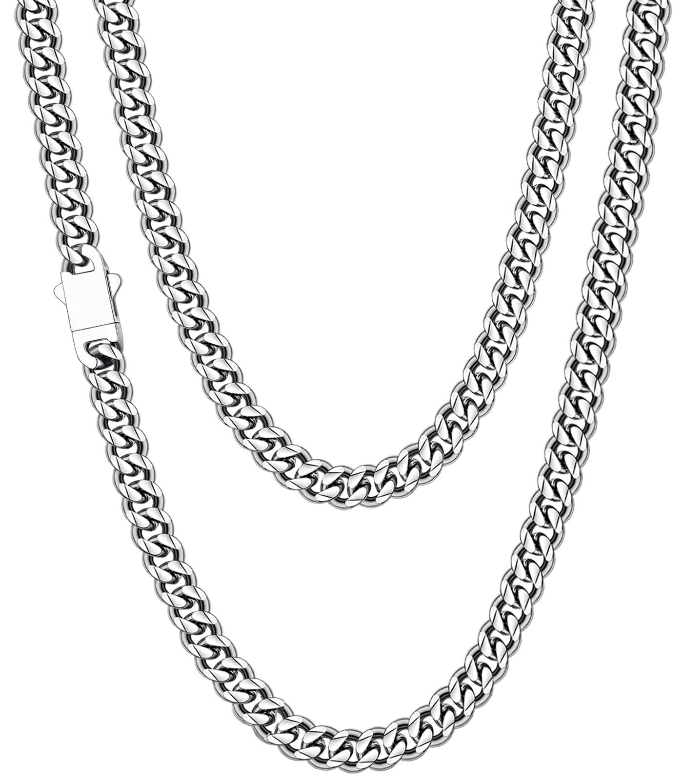 3.5mm Cuban Link Chains for Men, Silver Tone/Black/14K Gold Plated Stainless Steel Necklace Chain, Mens Necklace 16, 18, 20, 22, 24, 26, 28 Inch XL-008