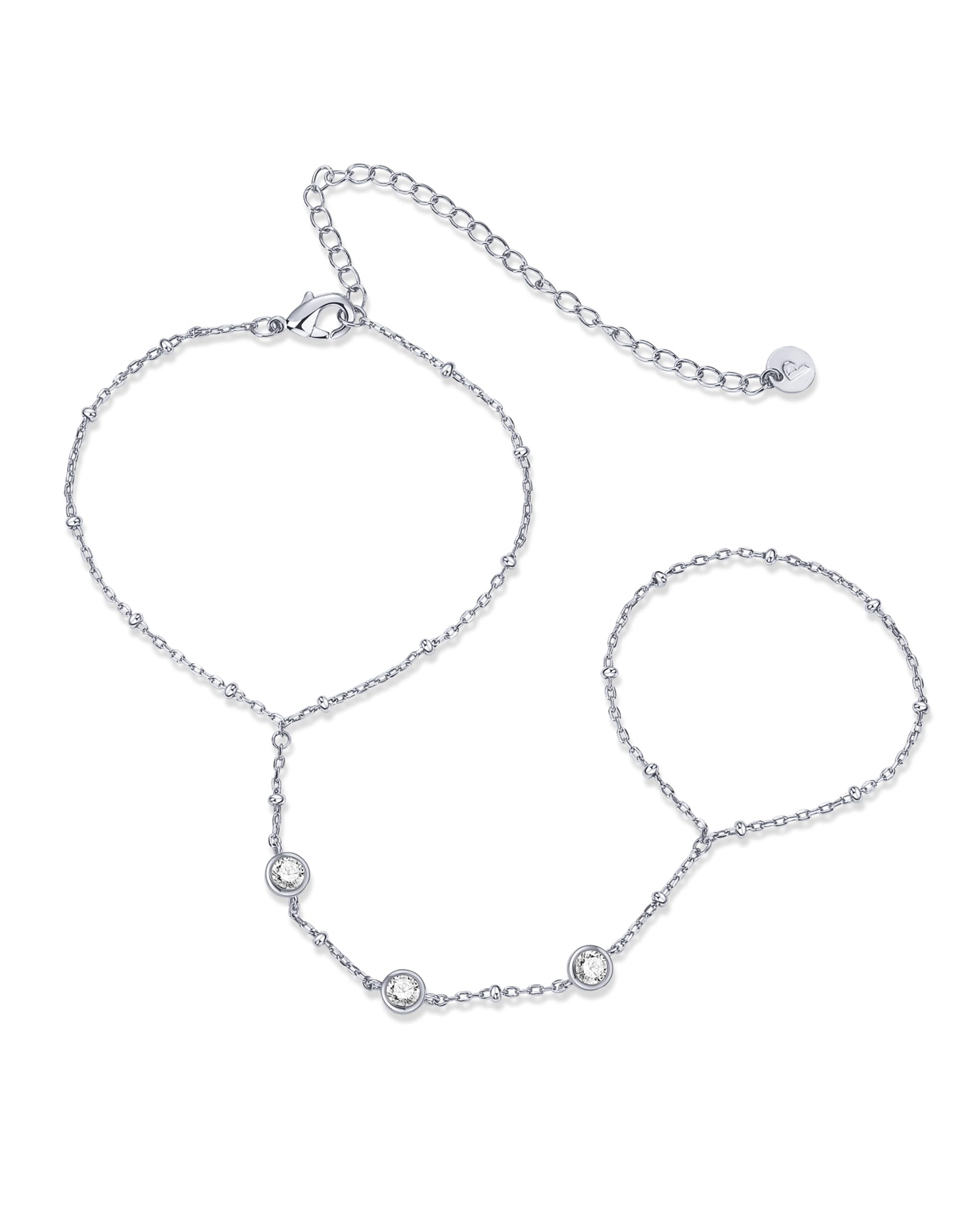 14K Gold Plated Freshwater Pearl Gold Hand Chain Bracelet for Women - Trendy Ring Bracelet Hand Chain Body Jewelry SL-038