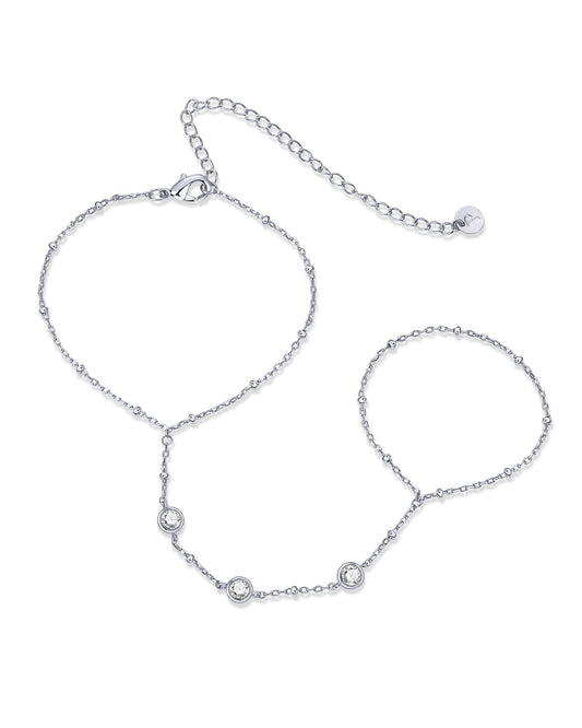 14K Gold Plated Freshwater Pearl Gold Hand Chain Bracelet for Women - Trendy Ring Bracelet Hand Chain Body Jewelry SL-038