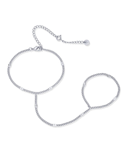 14K Gold Plated Freshwater Pearl Gold Hand Chain Bracelet for Women - Trendy Ring Bracelet Hand Chain Body Jewelry SL-038