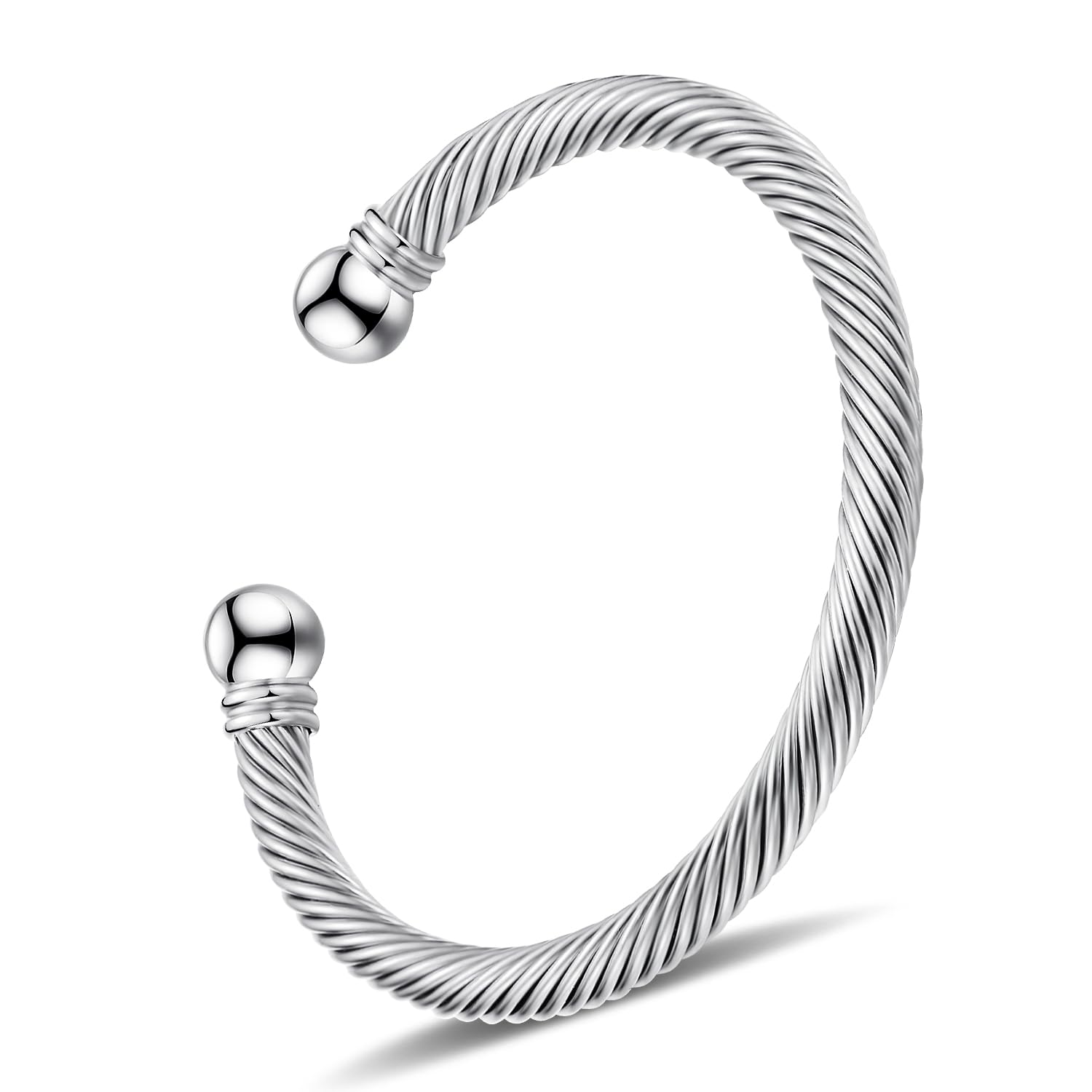 Stainless Steel Twisted Cable Wire Bracelets with Hook Clasp Stylish Roman Digital Bangle Bracelet for Women SL-010