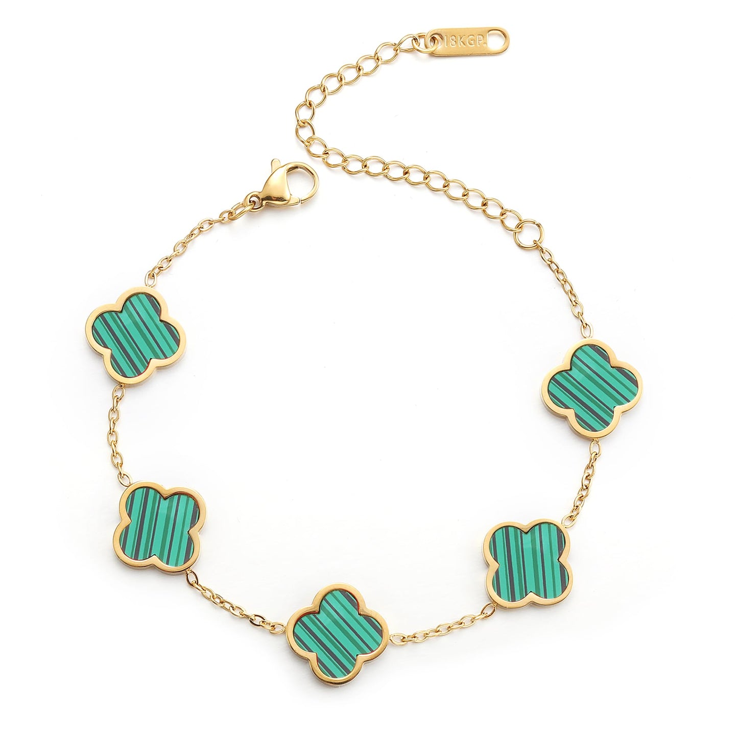 18K Gold Plated Clover Lucky Bracelet for Women White/Black/Red/Green Flower Four Leaf Link Bracelets Trendy Jewelry Gifts for Women SL-019