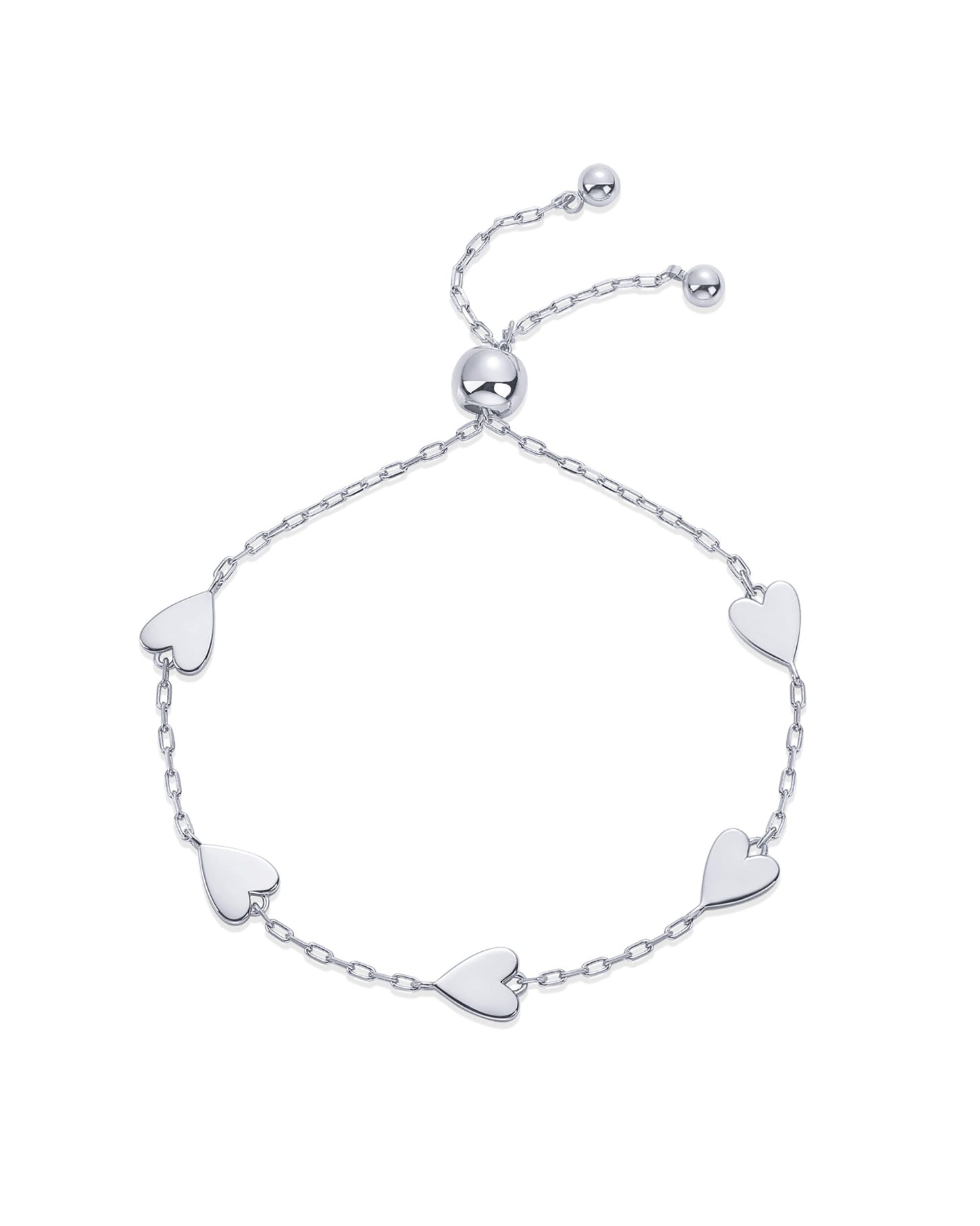 14K Gold Plated Matching Heart Charms Solitaire Bracelet Set for Women | Adjustable Love Friendship Two Bracelet Pack SL-017