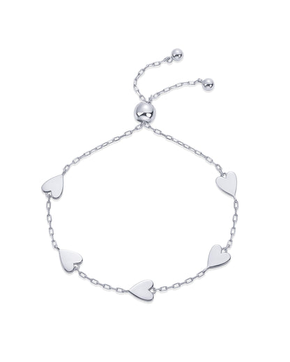 14K Gold Plated Matching Heart Charms Solitaire Bracelet Set for Women | Adjustable Love Friendship Two Bracelet Pack SL-017