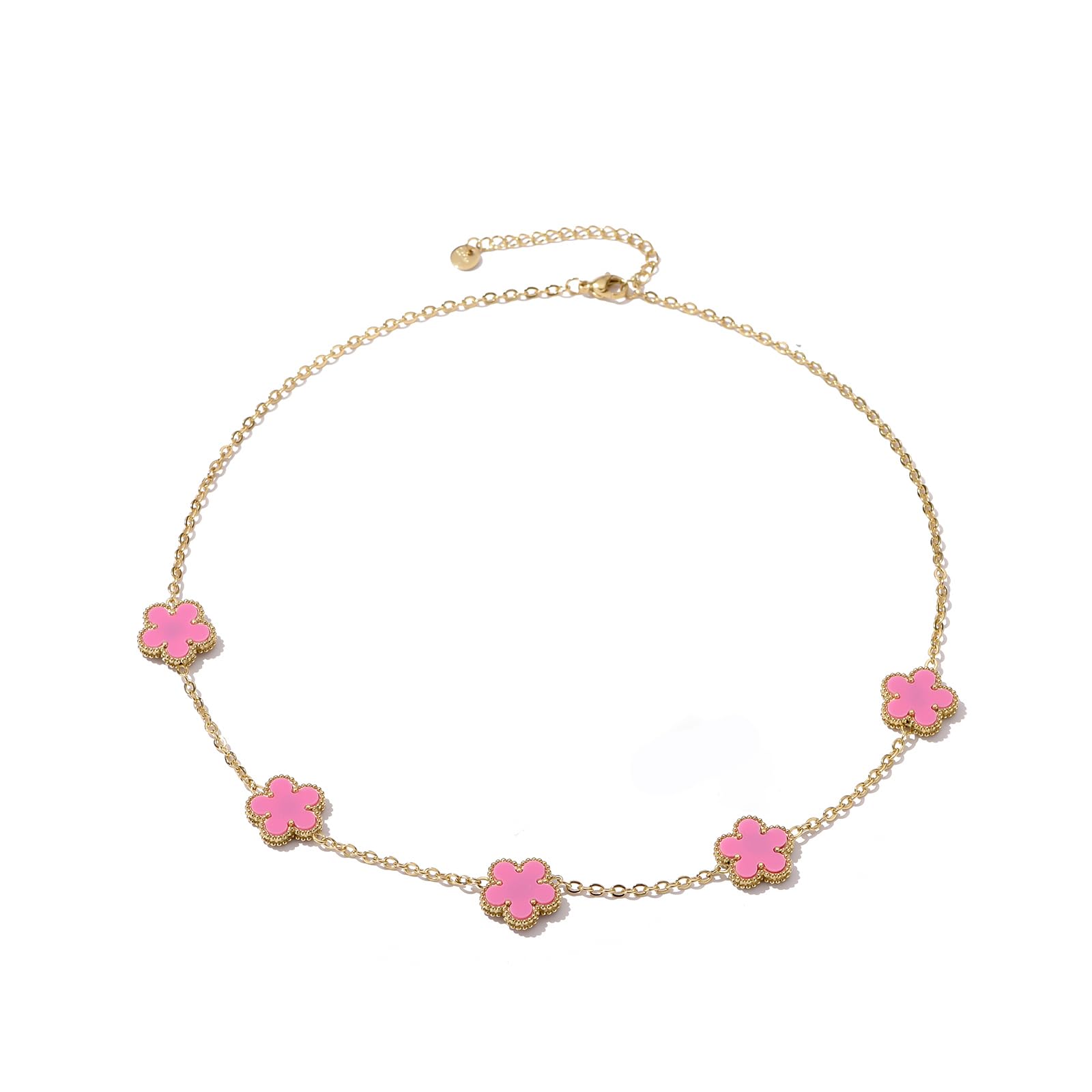 Clover Necklace for Women 18K Gold Plated Stainless Steel Four Leaf Clover Necklace Lucky Simple Dainty Jewelry XL-007