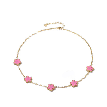 Clover Necklace for Women 18K Gold Plated Stainless Steel Four Leaf Clover Necklace Lucky Simple Dainty Jewelry XL-007
