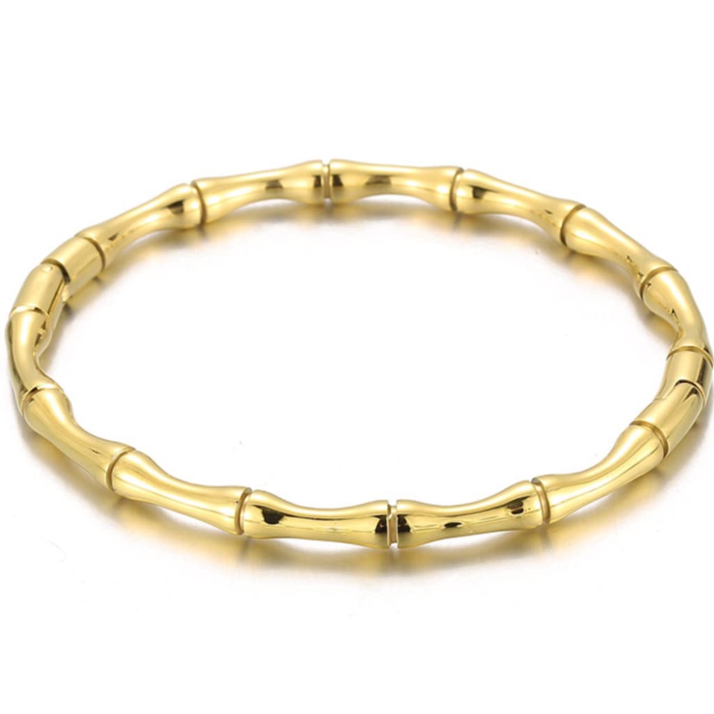 Stainless Steel Bamboo Style Classic Plain Open Clasp Bangle Bracelet SL-011