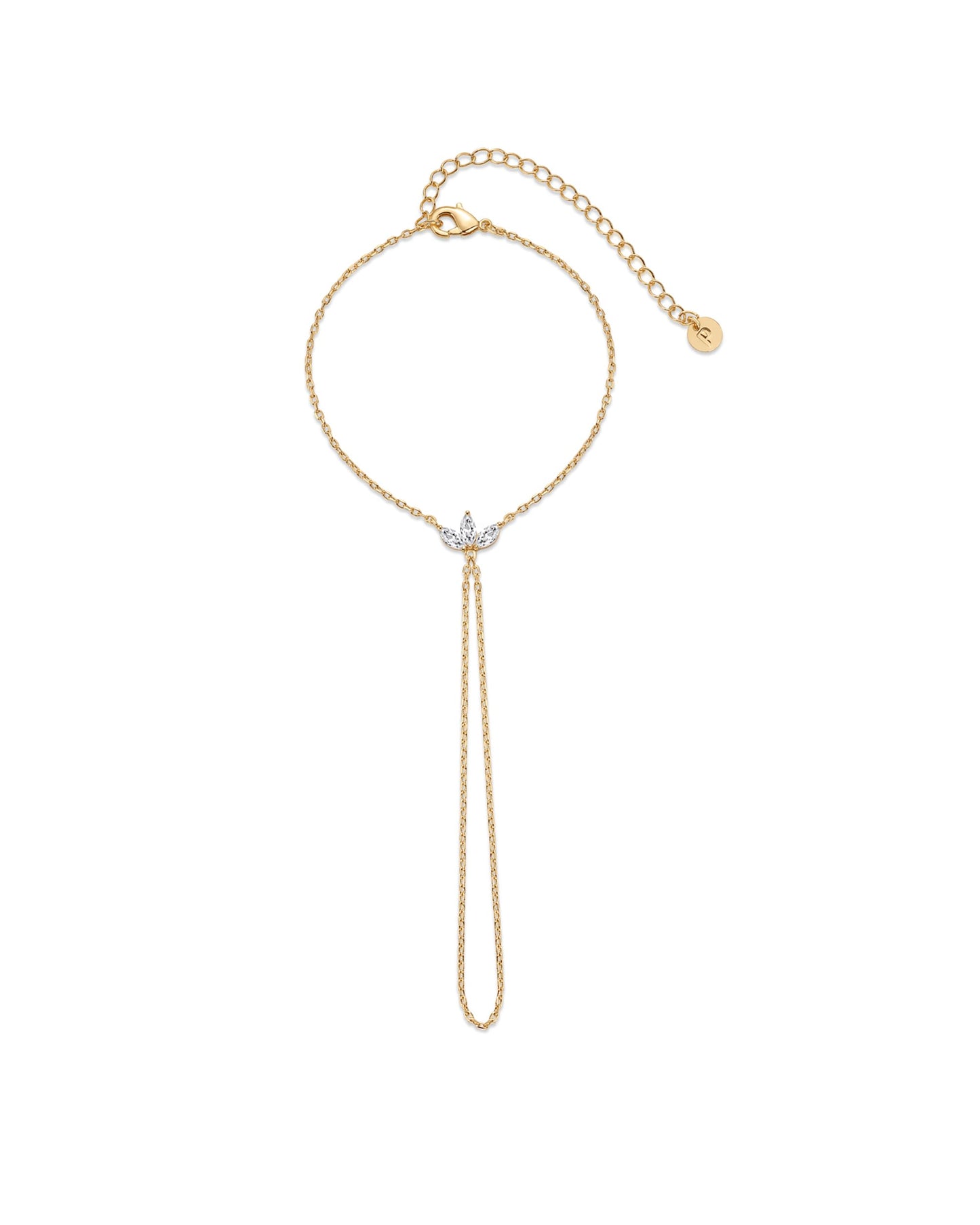 14K Gold Plated Freshwater Pearl Gold Hand Chain Bracelet for Women - Trendy Ring Bracelet Hand Chain Body Jewelry SL-038