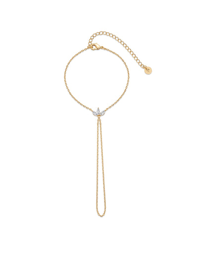 14K Gold Plated Freshwater Pearl Gold Hand Chain Bracelet for Women - Trendy Ring Bracelet Hand Chain Body Jewelry SL-038