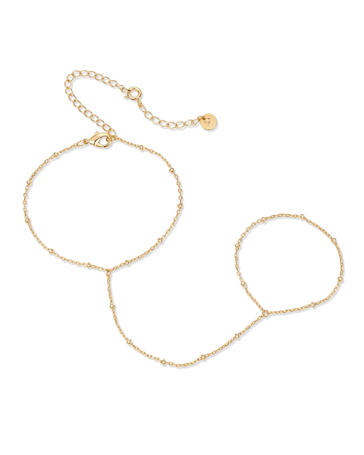 14K Gold Plated Freshwater Pearl Gold Hand Chain Bracelet for Women - Trendy Ring Bracelet Hand Chain Body Jewelry SL-038