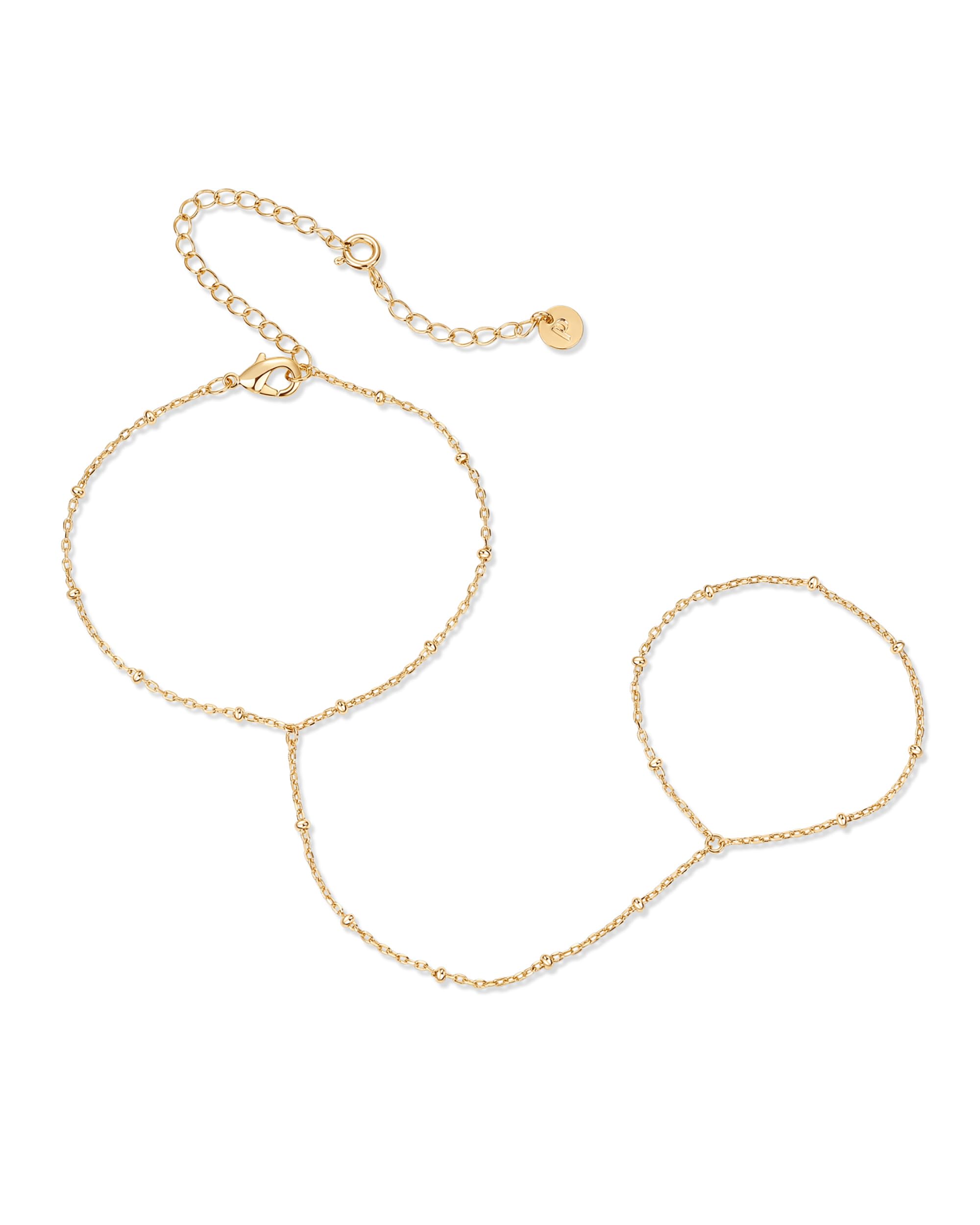 14K Gold Plated Freshwater Pearl Gold Hand Chain Bracelet for Women - Trendy Ring Bracelet Hand Chain Body Jewelry SL-038