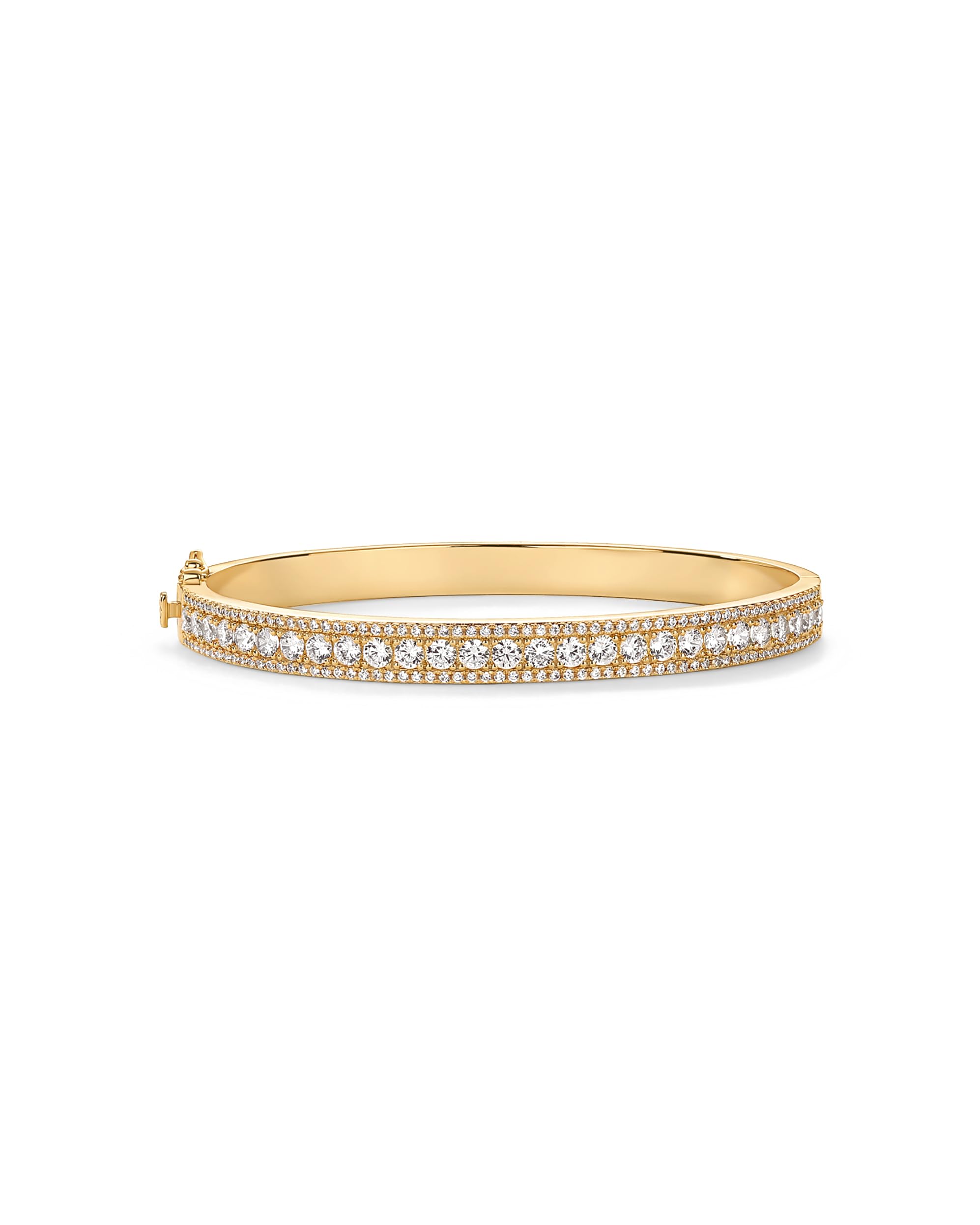 14K Gold Plated Cubic Zirconia Bangle Tennis Bracelets for Women | Classic Love Cuff Bangle Bracelets  SL-021